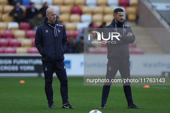 Hartlepool United's first team coach Gavin Skelton (left) and Hartlepool United's head coach Anthony Limbrick are present during the Vanaram...