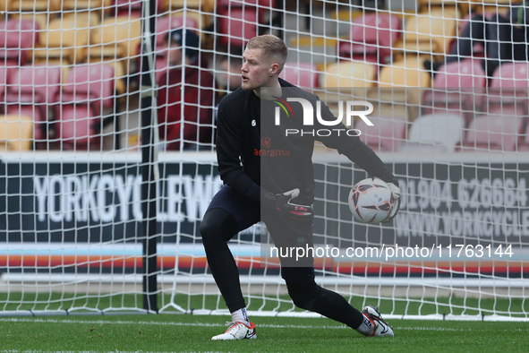 Brad Young of Hartlepool United warms up during the Vanarama National League match between York City and Hartlepool United at LNER Community...