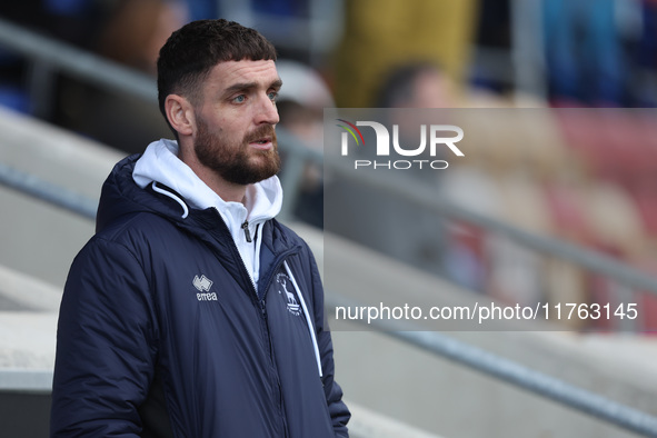 Luke Waterfall of Hartlepool United participates in the Vanarama National League match between York City and Hartlepool United at LNER Commu...