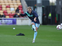 Greg Sloggett of Hartlepool United warms up during the Vanarama National League match between York City and Hartlepool United at LNER Commun...