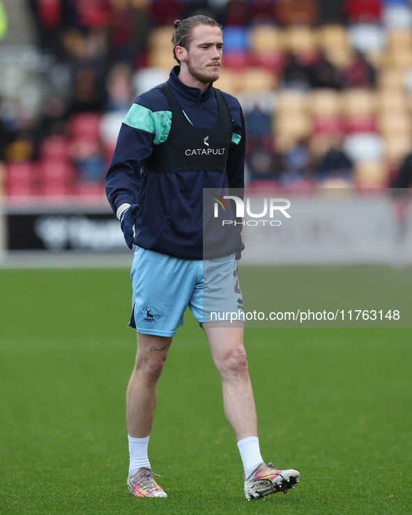 Daniel Dodds of Hartlepool United warms up during the Vanarama National League match between York City and Hartlepool United at LNER Communi...