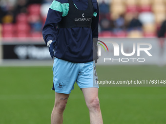 Daniel Dodds of Hartlepool United warms up during the Vanarama National League match between York City and Hartlepool United at LNER Communi...