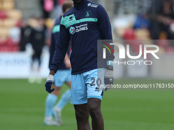 Mani Dieseruvwe warms up during the Vanarama National League match between York City and Hartlepool United at LNER Community Stadium in Monk...