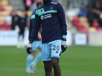 Mani Dieseruvwe warms up during the Vanarama National League match between York City and Hartlepool United at LNER Community Stadium in Monk...