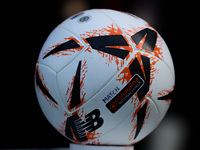 A general view of the match ball during the Vanarama National League match between York City and Hartlepool United at LNER Community Stadium...