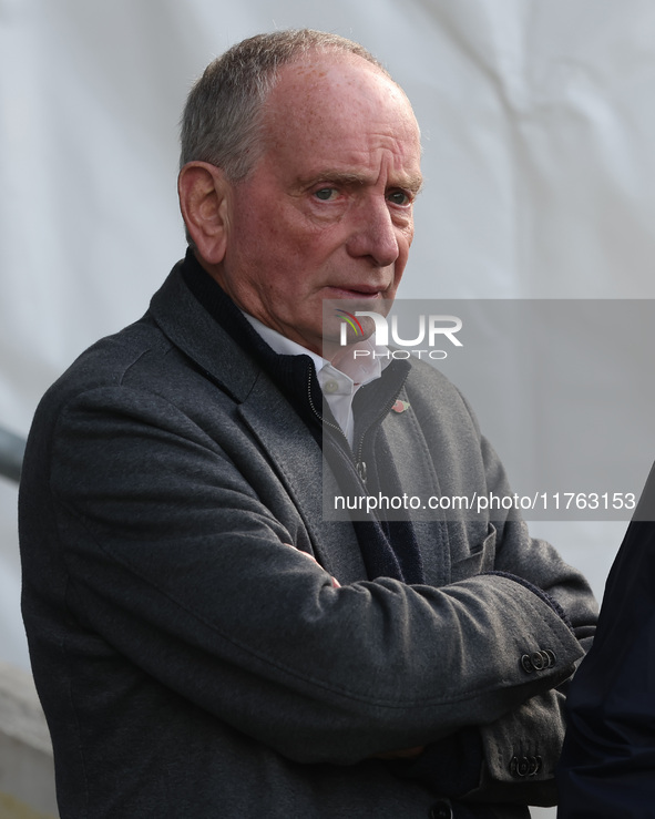 Hartlepool United manager Lennie Lawrence is present during the Vanarama National League match between York City and Hartlepool United at LN...