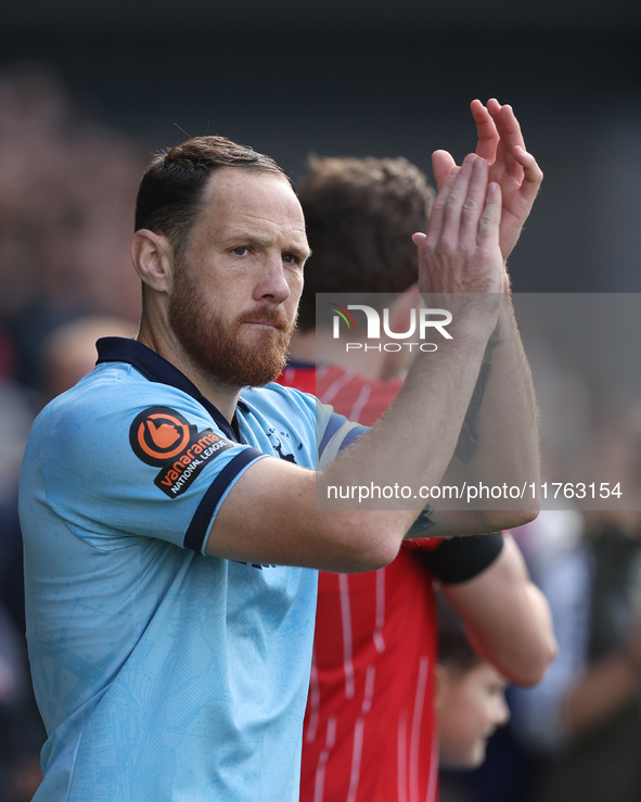 Tom Parkes of Hartlepool United participates in the Vanarama National League match between York City and Hartlepool United at LNER Community...