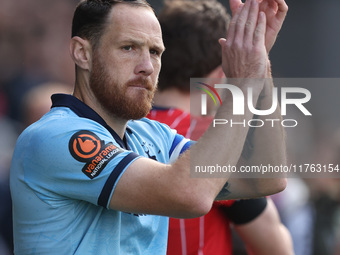 Tom Parkes of Hartlepool United participates in the Vanarama National League match between York City and Hartlepool United at LNER Community...