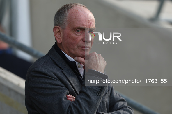 Hartlepool United manager Lennie Lawrence is present during the Vanarama National League match between York City and Hartlepool United at LN...