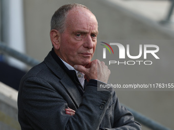 Hartlepool United manager Lennie Lawrence is present during the Vanarama National League match between York City and Hartlepool United at LN...