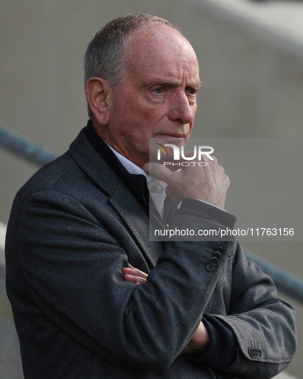 Hartlepool United manager Lennie Lawrence is present during the Vanarama National League match between York City and Hartlepool United at LN...