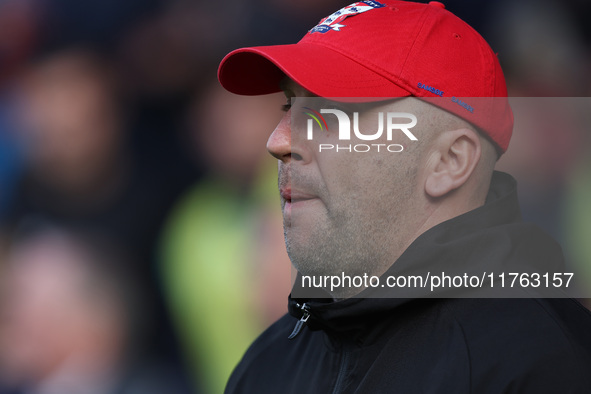 York City manager Adam Hinshelwood is present during the Vanarama National League match between York City and Hartlepool United at LNER Comm...