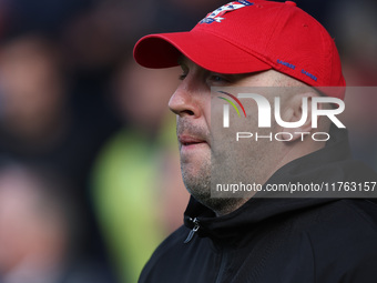 York City manager Adam Hinshelwood is present during the Vanarama National League match between York City and Hartlepool United at LNER Comm...