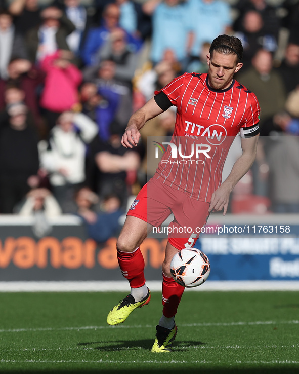 Callum Howe of York City is in action during the Vanarama National League match between York City and Hartlepool United at LNER Community St...