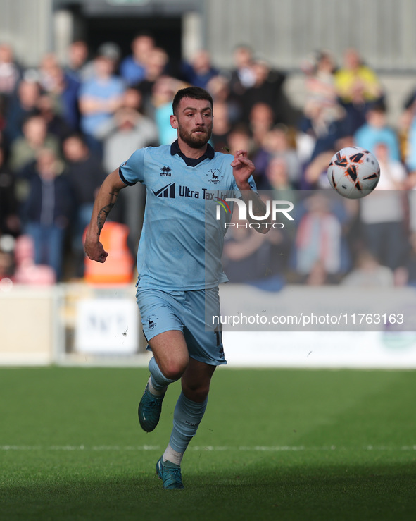 Luke Charman of Hartlepool United participates in the Vanarama National League match between York City and Hartlepool United at LNER Communi...