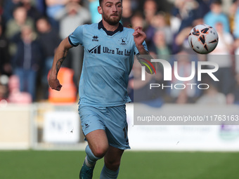 Luke Charman of Hartlepool United participates in the Vanarama National League match between York City and Hartlepool United at LNER Communi...