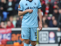 Joe Grey of Hartlepool United participates in the Vanarama National League match between York City and Hartlepool United at LNER Community S...