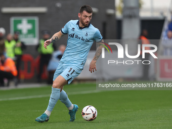 Luke Charman of Hartlepool United participates in the Vanarama National League match between York City and Hartlepool United at LNER Communi...