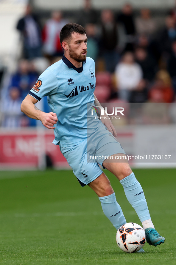 Luke Charman of Hartlepool United participates in the Vanarama National League match between York City and Hartlepool United at LNER Communi...