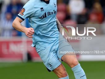 Luke Charman of Hartlepool United participates in the Vanarama National League match between York City and Hartlepool United at LNER Communi...