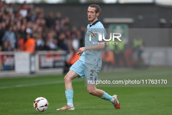 Daniel Dodds of Hartlepool United participates in the Vanarama National League match between York City and Hartlepool United at LNER Communi...