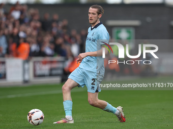 Daniel Dodds of Hartlepool United participates in the Vanarama National League match between York City and Hartlepool United at LNER Communi...