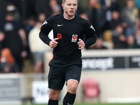 Match referee John Mulligan officiates during the Vanarama National League match between York City and Hartlepool United at LNER Community S...