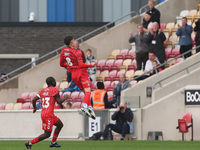 Alex Hunt celebrates after scoring York City's second goal during the Vanarama National League match between York City and Hartlepool United...