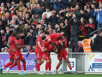 Alex Hunt celebrates after scoring York City's second goal during the Vanarama National League match between York City and Hartlepool United...