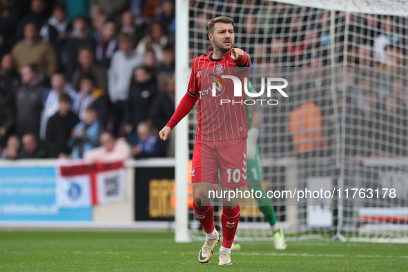 Ollie Pearce of York City plays during the Vanarama National League match between York City and Hartlepool United at LNER Community Stadium...