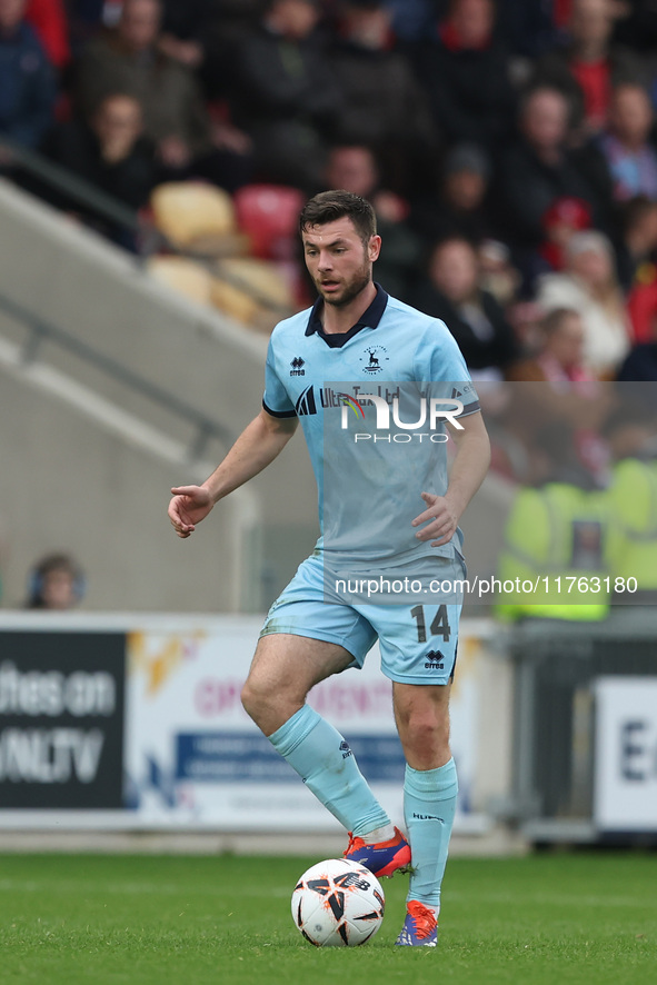 Nathan Sheron of Hartlepool United participates in the Vanarama National League match between York City and Hartlepool United at LNER Commun...