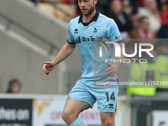 Nathan Sheron of Hartlepool United participates in the Vanarama National League match between York City and Hartlepool United at LNER Commun...