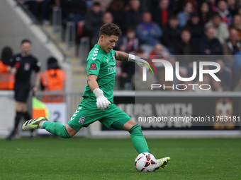 Harrison Male of York City plays during the Vanarama National League match between York City and Hartlepool United at LNER Community Stadium...