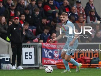 Billy Sass-Davies of Hartlepool United participates in the Vanarama National League match between York City and Hartlepool United at LNER Co...