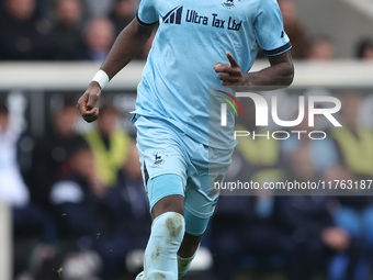 Mani Dieseruvwe of Hartlepool United participates in the Vanarama National League match between York City and Hartlepool United at LNER Comm...