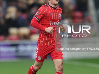 Ryan Fallowfield of York City participates in the Vanarama National League match between York City and Hartlepool United at LNER Community S...