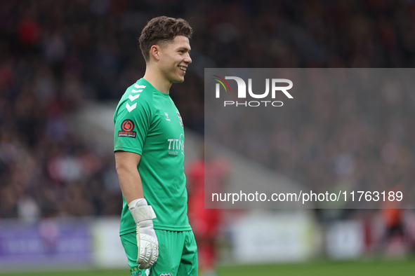 Harrison Male of York City participates in the Vanarama National League match between York City and Hartlepool United at LNER Community Stad...