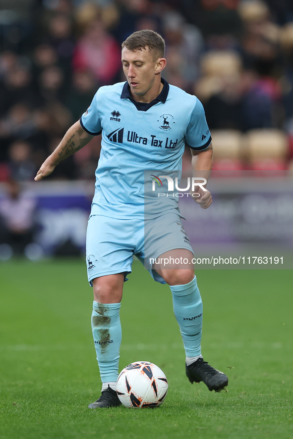 David Ferguson of Hartlepool United participates in the Vanarama National League match between York City and Hartlepool United at LNER Commu...