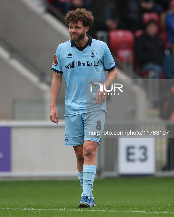 Anthony Mancini of Hartlepool United is in action during the Vanarama National League match between York City and Hartlepool United at LNER...