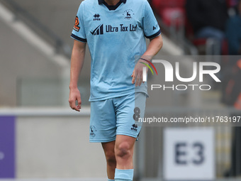 Anthony Mancini of Hartlepool United is in action during the Vanarama National League match between York City and Hartlepool United at LNER...