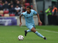 Roshaun Mathurin of Hartlepool United is in action during the Vanarama National League match between York City and Hartlepool United at LNER...