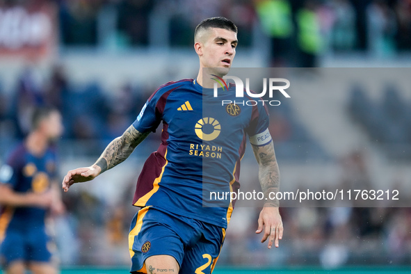 Gianluca Mancini of AS Roma during the Serie A Enilive match between AS Roma and Bologna FC at Stadio Olimpico on November 10, 2024 in Rome,...