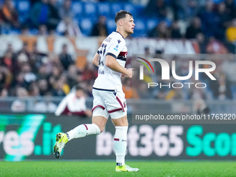 Sam Beukema of Bologna FC during the Serie A Enilive match between AS Roma and Bologna FC at Stadio Olimpico on November 10, 2024 in Rome, I...