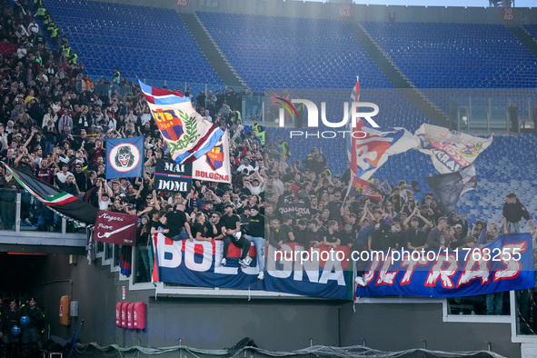 Supporters of Bologna FC during the Serie A Enilive match between AS Roma and Bologna FC at Stadio Olimpico on November 10, 2024 in Rome, It...