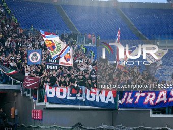 Supporters of Bologna FC during the Serie A Enilive match between AS Roma and Bologna FC at Stadio Olimpico on November 10, 2024 in Rome, It...