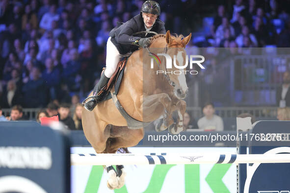 Gregory Cottard rides Gammelgaards Carola during the CSI5*-W Longines FEI Jumping World Cup 2024 Grand Prix presented by KASK at Pala Fimaut...