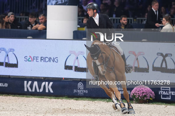 Simon Delestre rides Dexter Fontenis Z during the CSI5*-W Longines FEI Jumping World Cup 2024 Grand Prix presented by KASK at Pala Fimauto i...