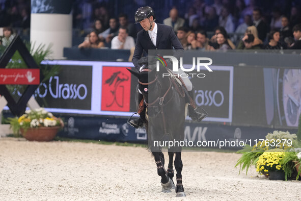 Simon Delestre rides Dexter Fontenis Z during the CSI5*-W Longines FEI Jumping World Cup 2024 Grand Prix presented by KASK at Pala Fimauto i...