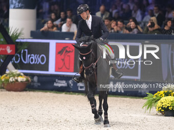 Simon Delestre rides Dexter Fontenis Z during the CSI5*-W Longines FEI Jumping World Cup 2024 Grand Prix presented by KASK at Pala Fimauto i...