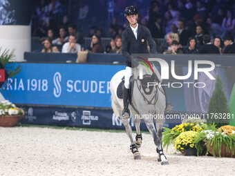 Kevin Jochems rides Camilla Van de Helle during the CSI5*-W Longines FEI Jumping World Cup 2024 Grand Prix presented by KASK at Pala Fimauto...